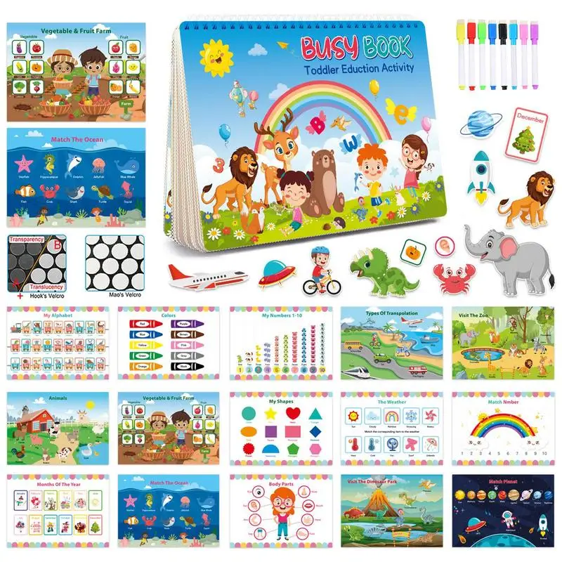 

Preschool Busy Book Preschool Learning Activities Book Montessori Sensory Book Early Learning Toy Educational Travel Reusable