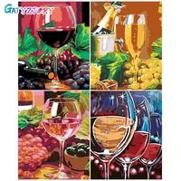 gatyztory painting by number wine glass drawing on canvas handpainted art gift pictures by number scenery kits home decoration