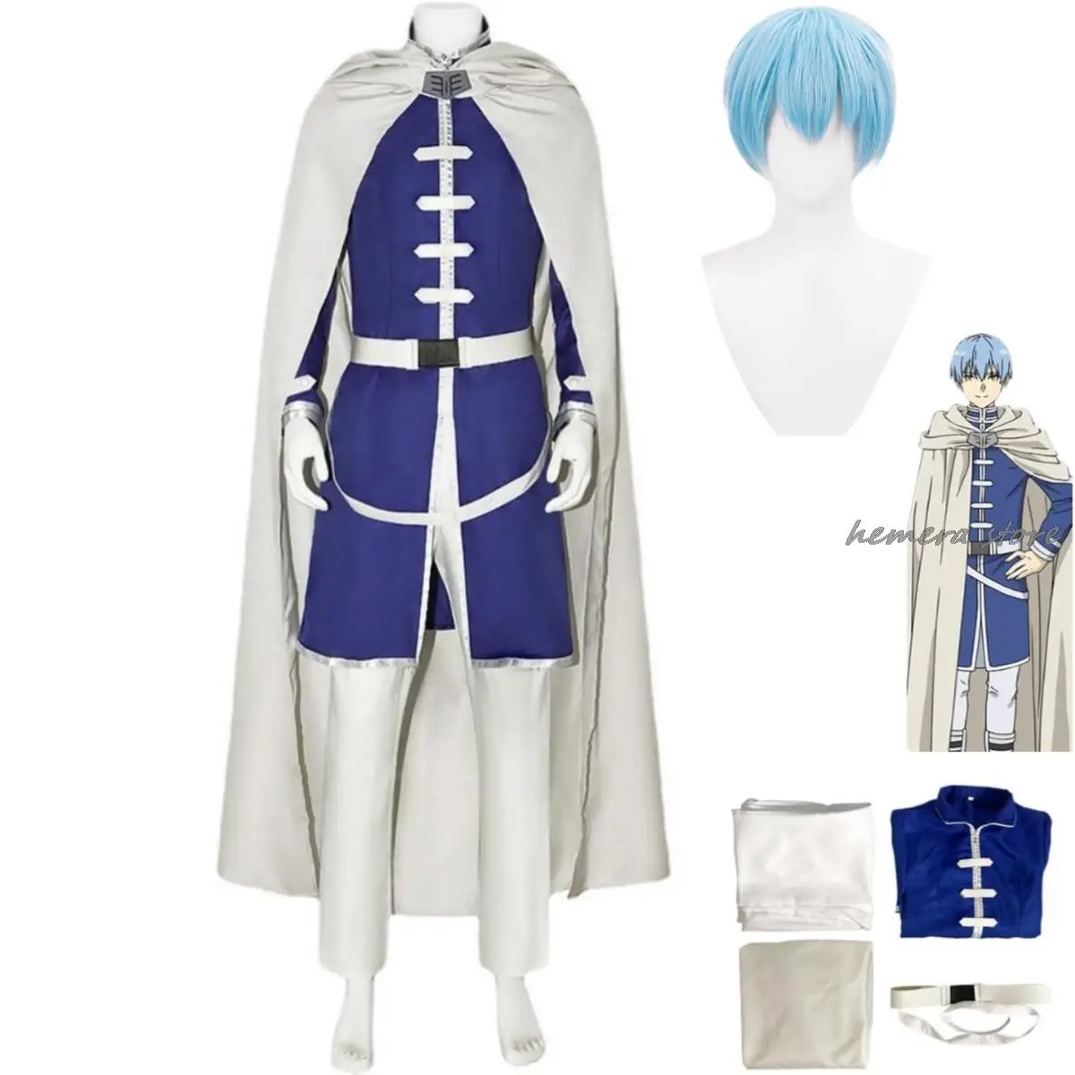 

Himmel косплей костюм парик аниме Frieren Beyond Journey's End плащ униформа наряд синие волосы Хэллоуин