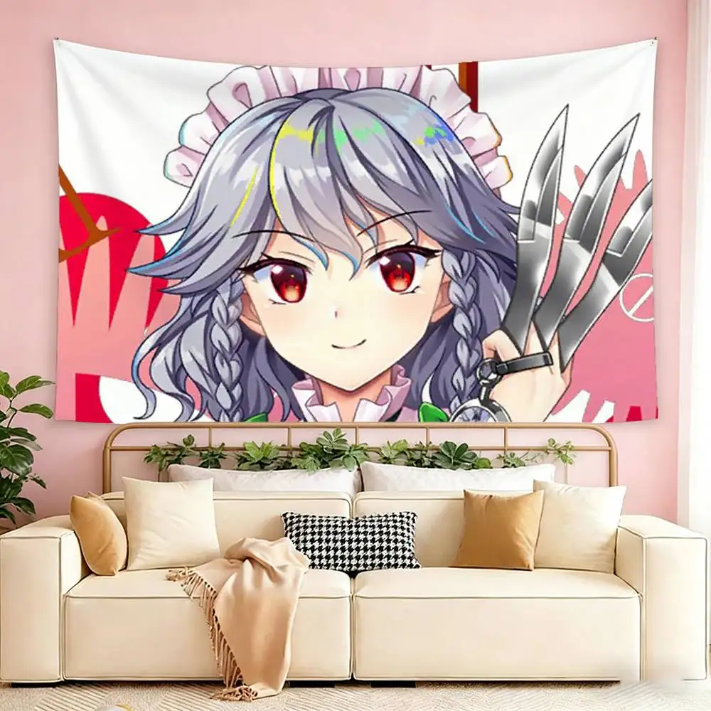 Фото Флаг-гобелен Izayoi Sakuya TOUHOU Project для наружного использования, для гаража, комнаты, декоративный фон-плед №3