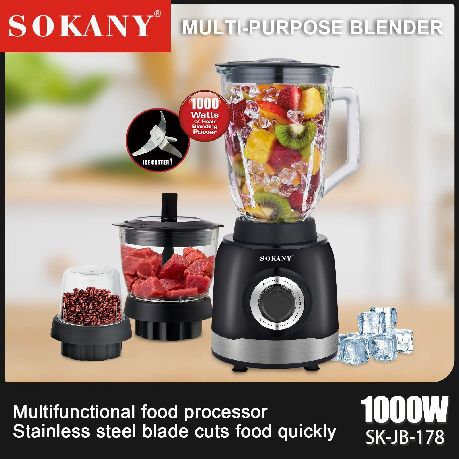 Professional Countertop Blender with 1000-Watt Base and Tota
