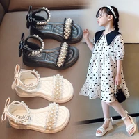 new beading little girl sandals girls sandals 2022 summer kids shoes bow child sandals princess beach shoes size 34 2 to 8 years