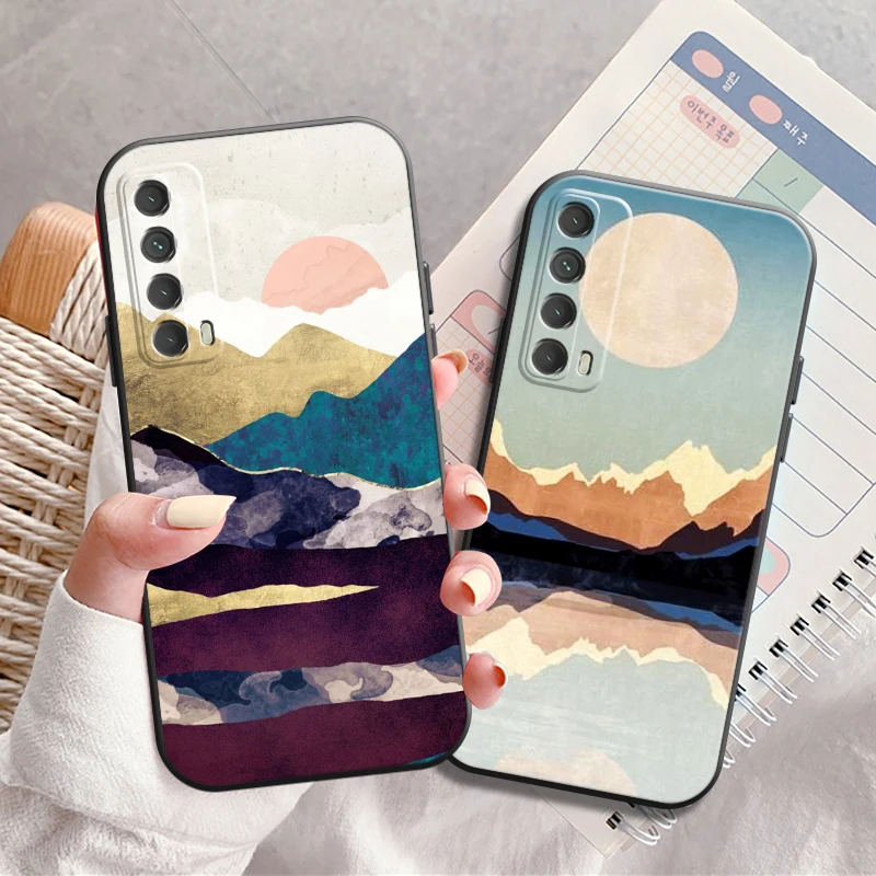 

Hand Painted Phone Case For Huawei Honor 10 V10 10i 10 Lite 20 V20 20i 20 Lite 30S 30 Lite Pro Funda Coque Liquid Silicon Black