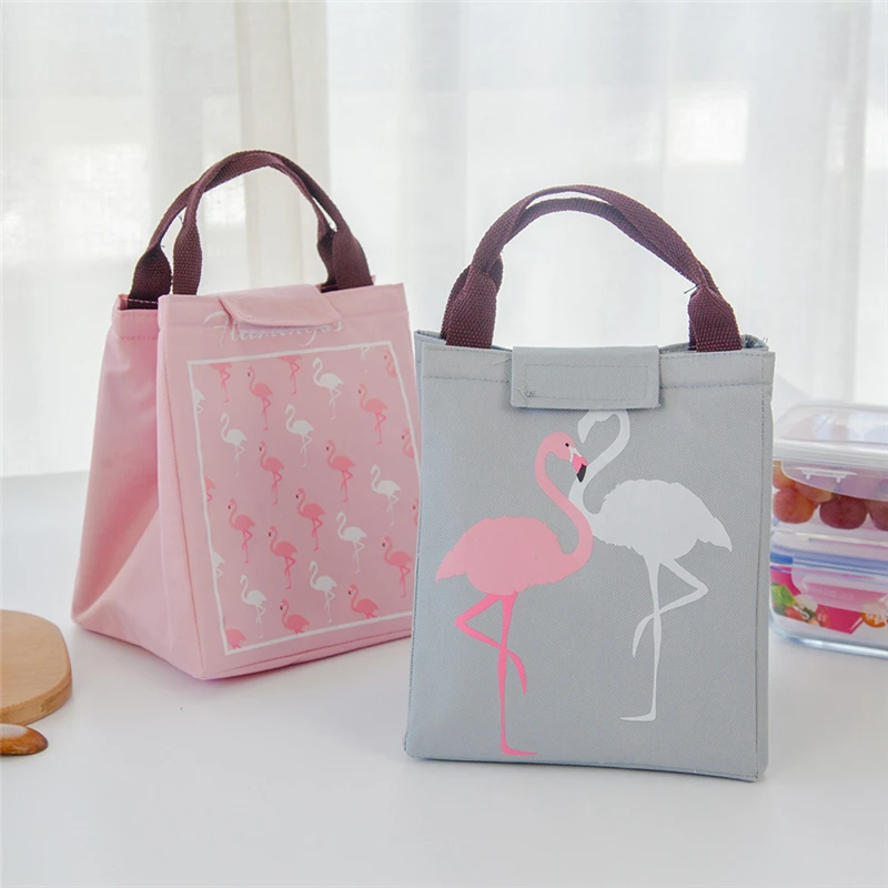 

Изолированная сумка для ланча с рисунком фламинго для женщин, Студенческая мультяшная сумка с изоляцией для риса, Портативный Ланч-бокс, то...
