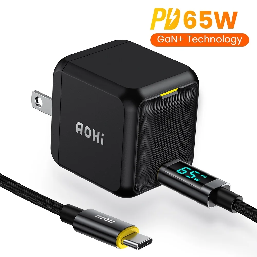 

65W GaN+ Charger Type C PD Charger with 100W USB C to C Cable Quick Charger for MacBook iPhone 13 12 Fast Charging