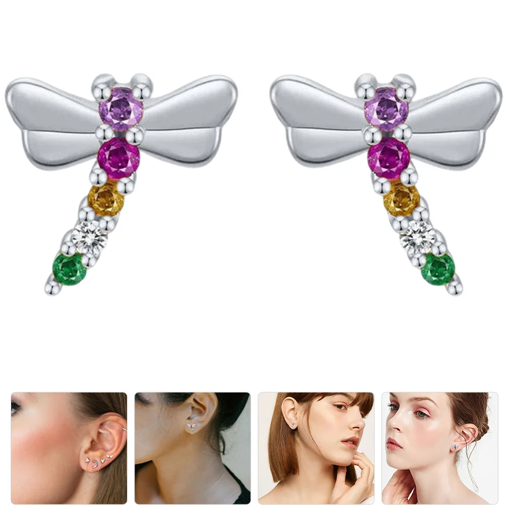 

S925 Silver Needle Ladies Earrings Dragonfly Statement Dainty Stud Women Studs Jewelry Dangle