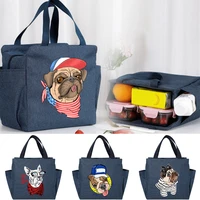 fresh cooler bag thermal portable zipper closed oxford lunch bags dog print convenient high capacity lunch box tote food handbag