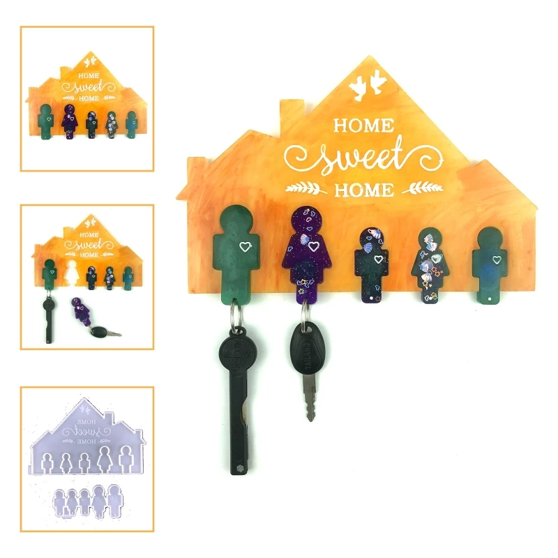 

Entrance Keychain Key Hook Up Silicone Mold Lover Wall Hanging Decoration Epoxy Resin Mould Jewelry DIY Crafts Jewelry Tool
