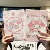 kawaii sanrio my melody leather ipad air 1 2 2021 case air 4 10 9 inch protective case for ipad pro mini 4 anti drop soft cover