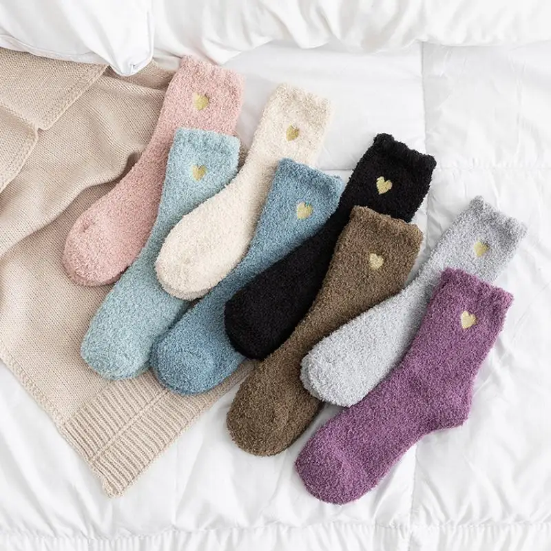 

Winter Cotton Socks Women Warm Woolen Sock Lovely Casual Plush Warm Sleep Home Floor Sock Coral Fluffy Feet Warmer for Womens