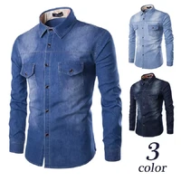 quality cotton mens casual washing denim long sleeve shirt asian m 6xl size new casual mens fashion increase high