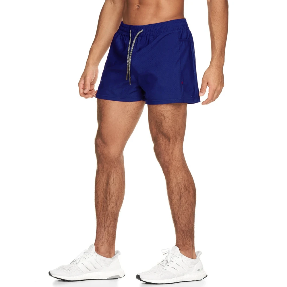 

Mens Workout Fitness Shorts Breathable Jogger Blue Marathon Shorts Training Gyms Bodybuilding Quick Dry Leisure Running Shorts