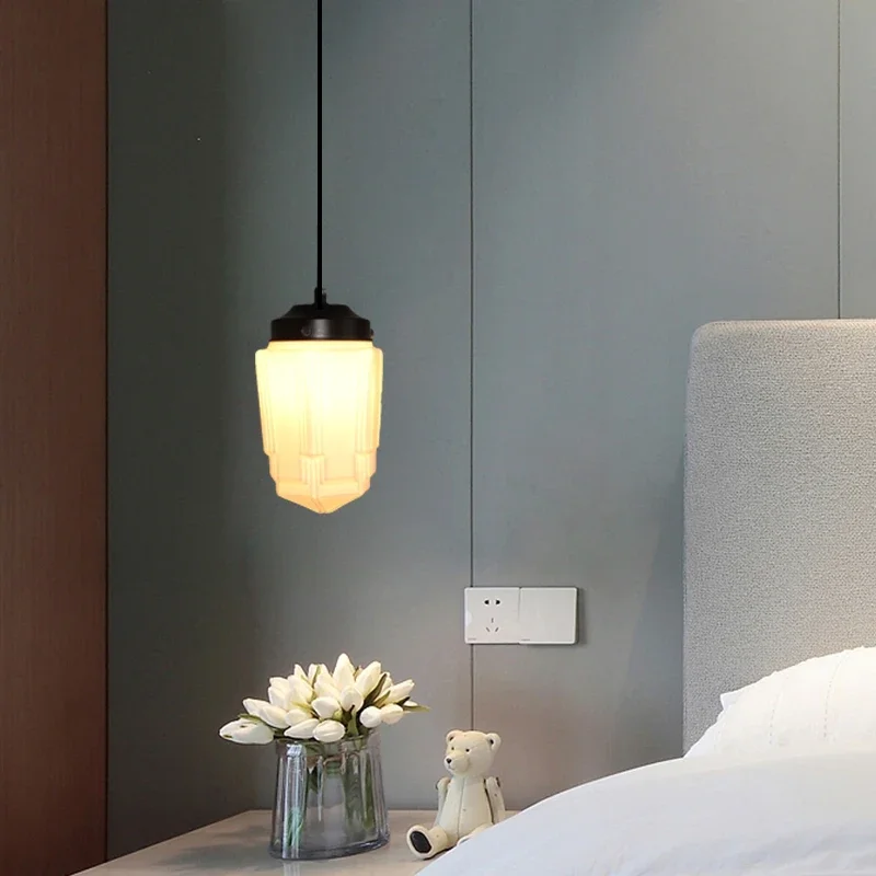 Стеклянный подвесной светильник в стиле ар-деко винтажный скандинавский отель