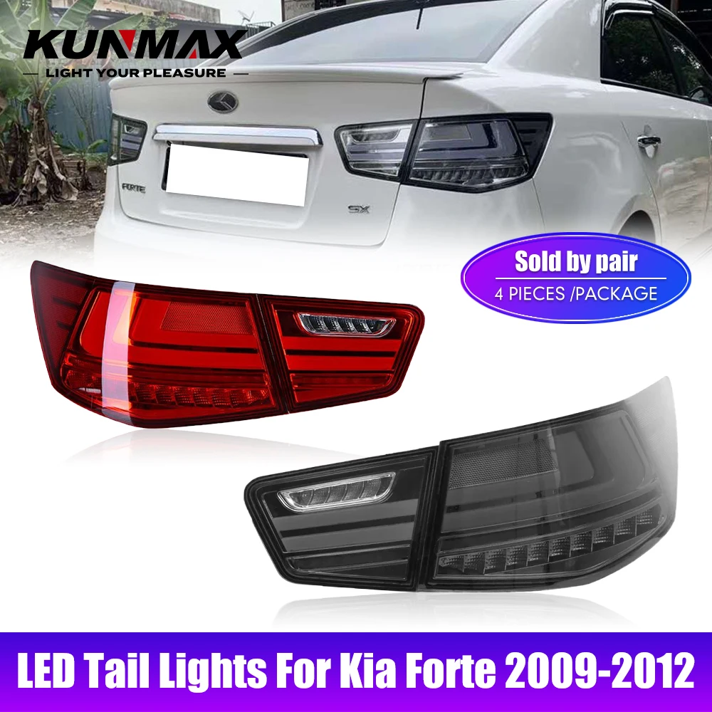 Фото Пара светодиодных задних фонарей для Kia Forte 2009-2012 DRL Противотуманный задний тормозной сигнал поворота Plug and Play Автомобильный задний фонарь в сборе №2