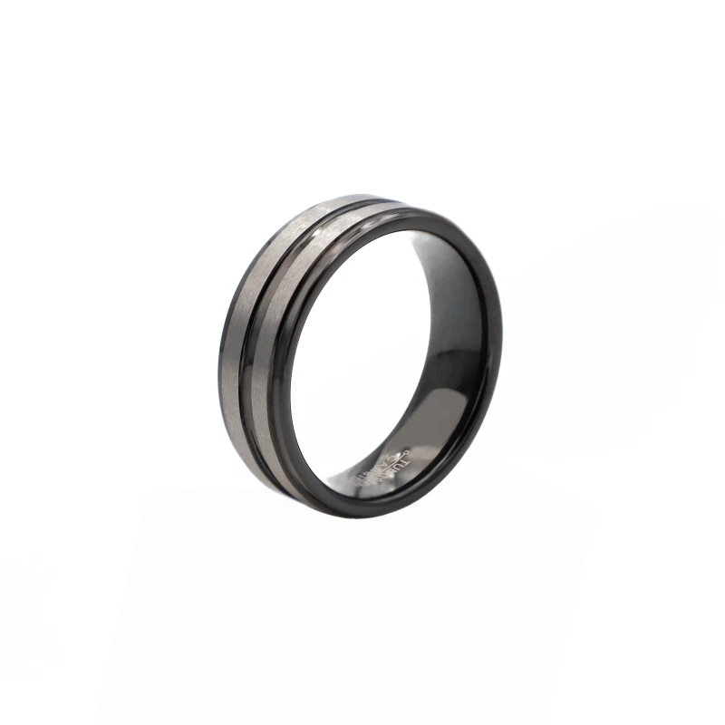 

2022 Europe and America Tungsten Steel Ring Step Electric Black Surface Pull Sand Men's Jewelry Tungsten Steel Couple Ring