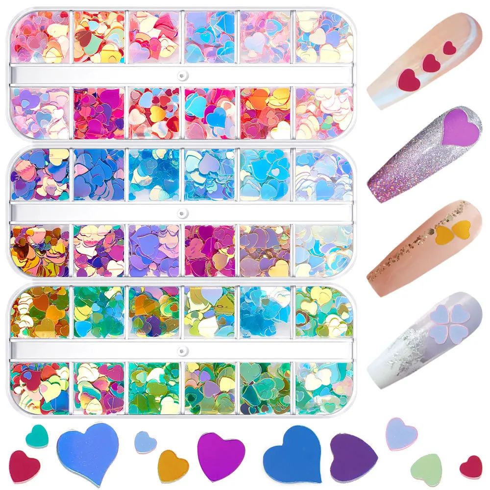 

3+4+6+8mm Nail Sequin Gold Light Mixed with Peach Heart Sequin Nail Sequin Glitter Gold Powder Jewelry Big Sequin Patch Nail Art