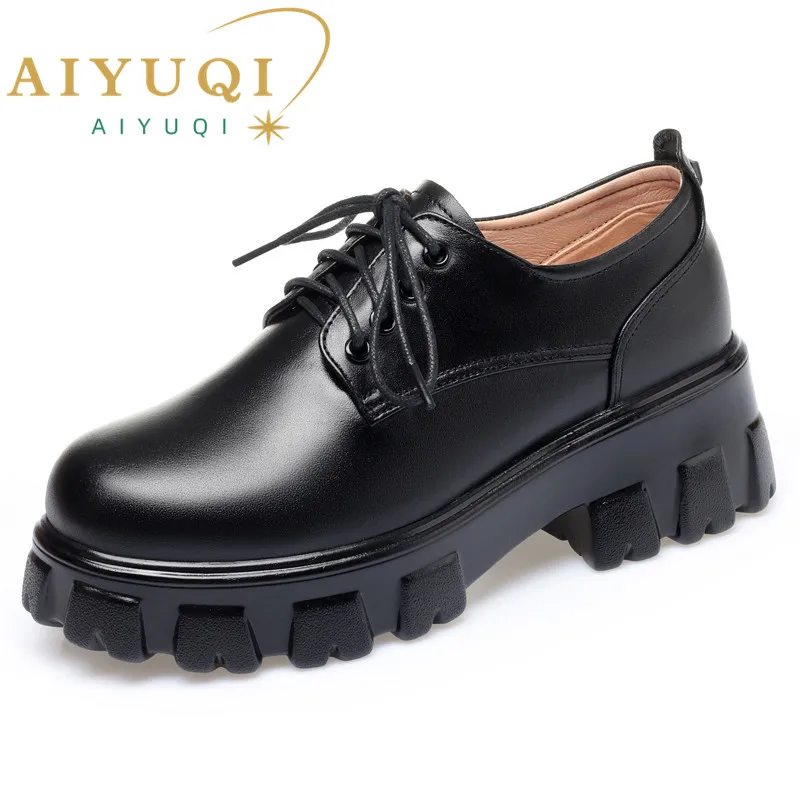 Купи AIYUQI Women Loafers Spring 2023 New Genuine Leather British Style Women Oxford Shoes Platform Women Large Size Shoes за 2,716 рублей в магазине AliExpress
