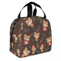bears insulated lunch bags print food case cooler warm bento box for kids lunch box for school