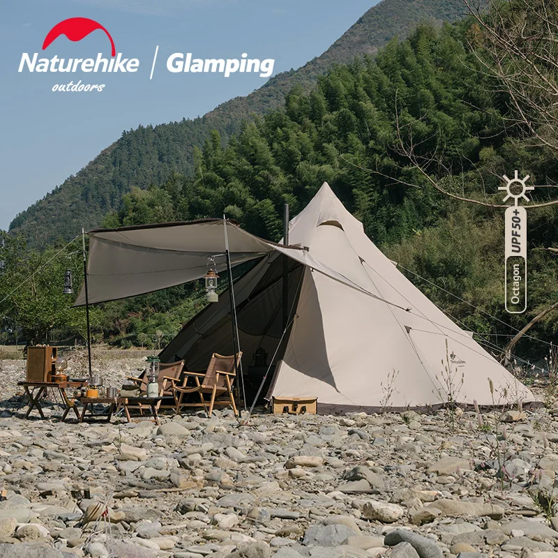 Палатка Naturehike NH20ZP014 на 5-8 человек с защитой от УФ-лучей и дымовым ходом | Спорт
