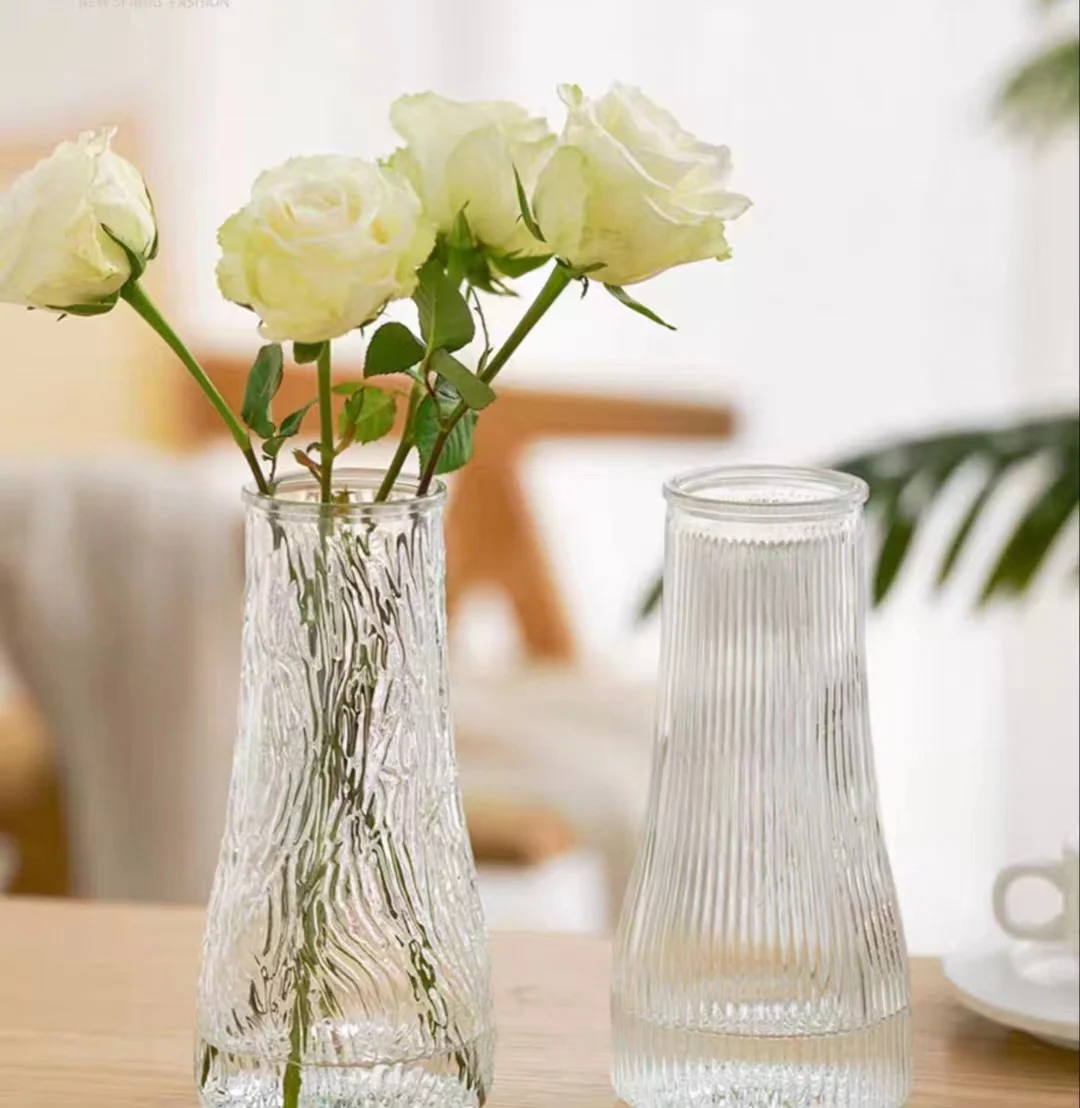 

Thickened square precision carved glass, transparent water-based flower vase, dining table, home decoration, soft decoration