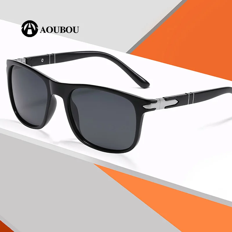 

2022 High-End New The Cross Square Frame Driving Polarized Sunglasses Men Outdoor Travel Leisure UV Protection Spring Hinge