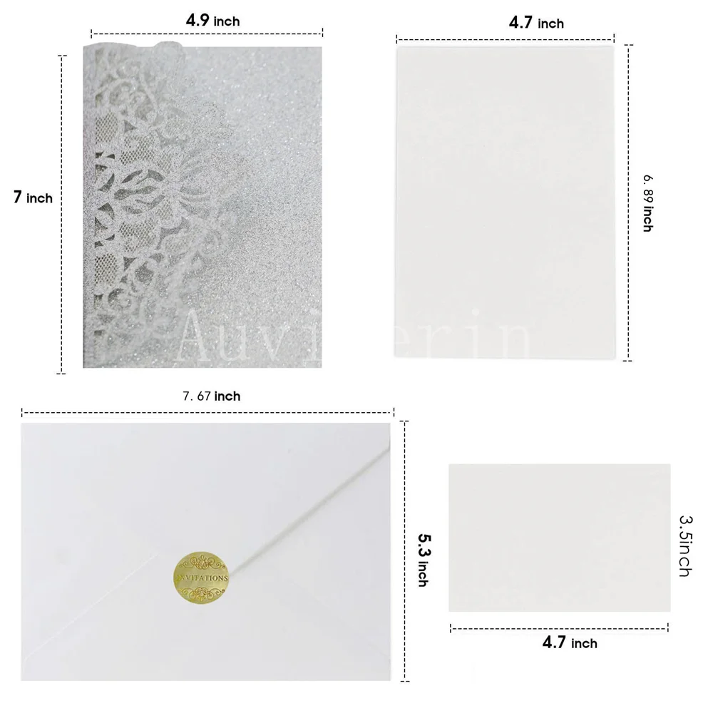 50 шт./партия блестящие карманы для свадебных приглашений