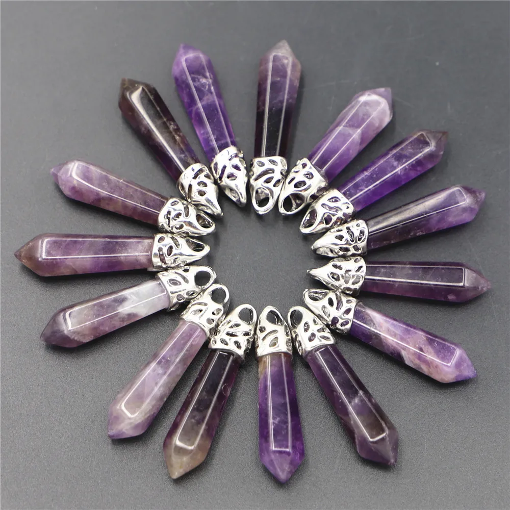 

Подвеска из натурального аметистового камня, подвеска в форме столба, шестигранная, размер 38 Х9 мм, для изготовления ювелирных изделий, 24 шт./...