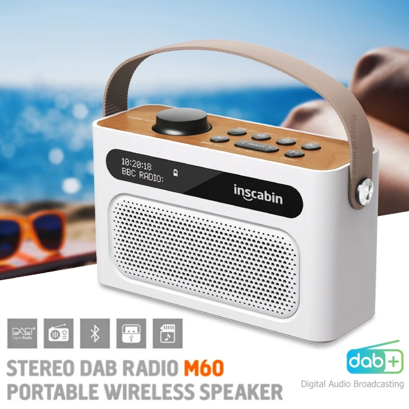 Цифровое радио M60 DAB портативный беспроводной динамик BT с портативным дизайном