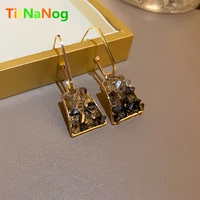 2022 new south korea crystal geometry trapezoid square earrings earrings fashion classic luxury contracted women jewelry gifts