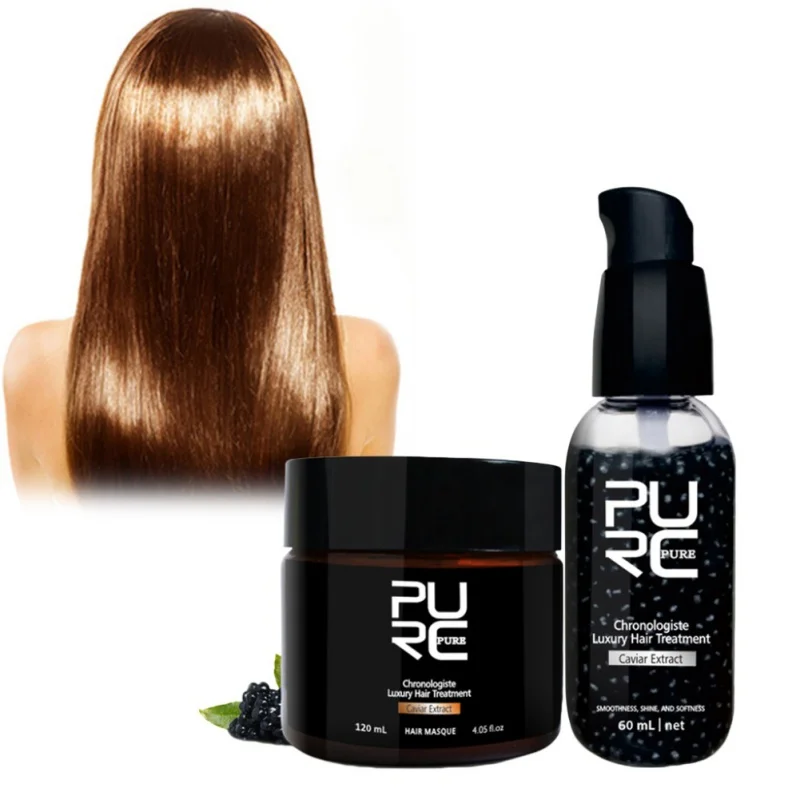 

PURC Caviar Extract Luxury Hair Treatment Set 60ml Hair care essence +120ml hair mask hair repair Soft nourishing Hair Care Sets