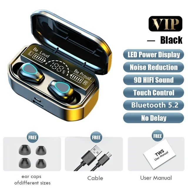 Bluetooth-наушники TWS с зарядным футляром 3500 мА ч 9D стерео водонепроницаемые