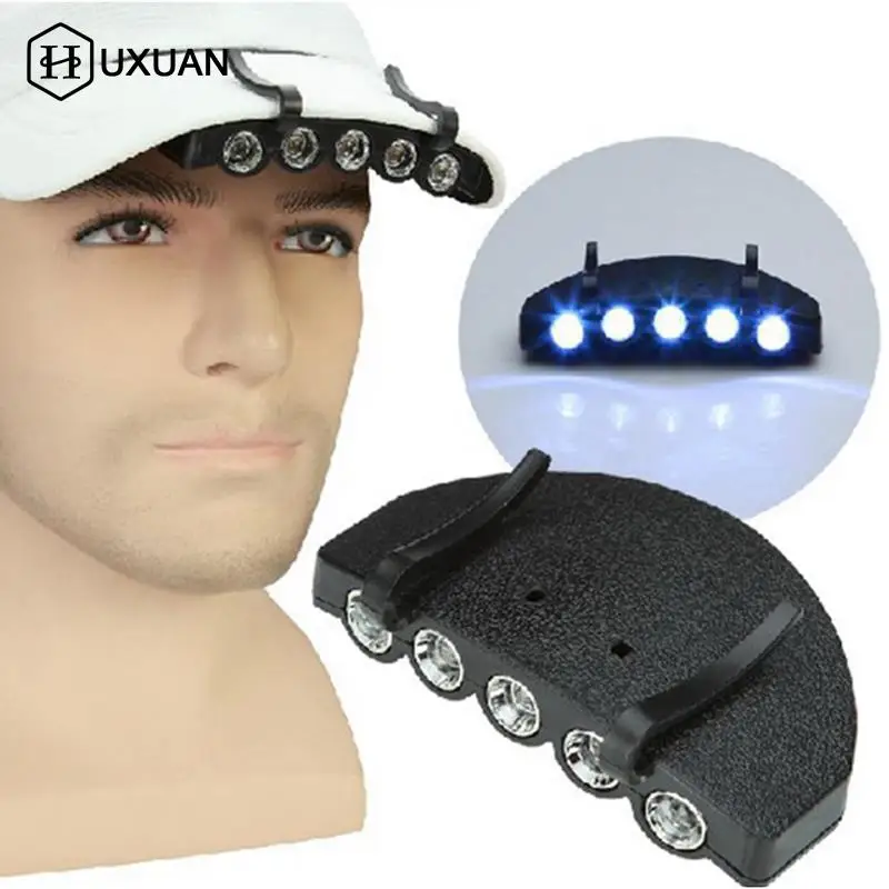 

Night Safe Clip-on 5 Leds Head Cap/Hat Brim Light Head Lamp Torch Fishing Camp Hunting Outdoor Lighting