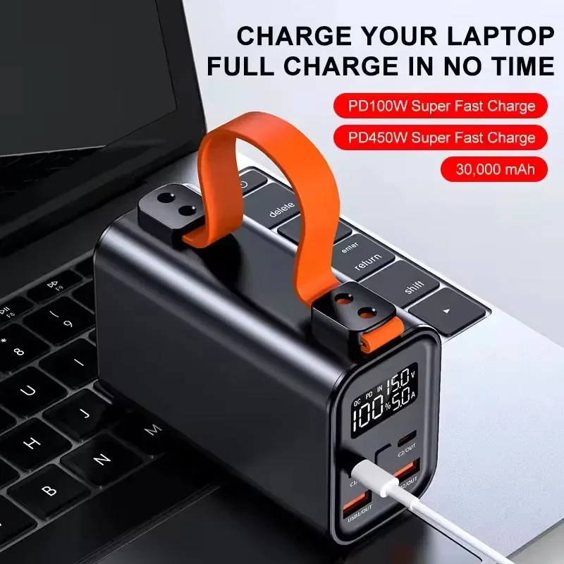 Фото Мощный портативный блок питания мощностью 100 Вт с USB типа C и большой емкостью 60000 мАч для электростанции Портативный банк аварийной ситуации №1