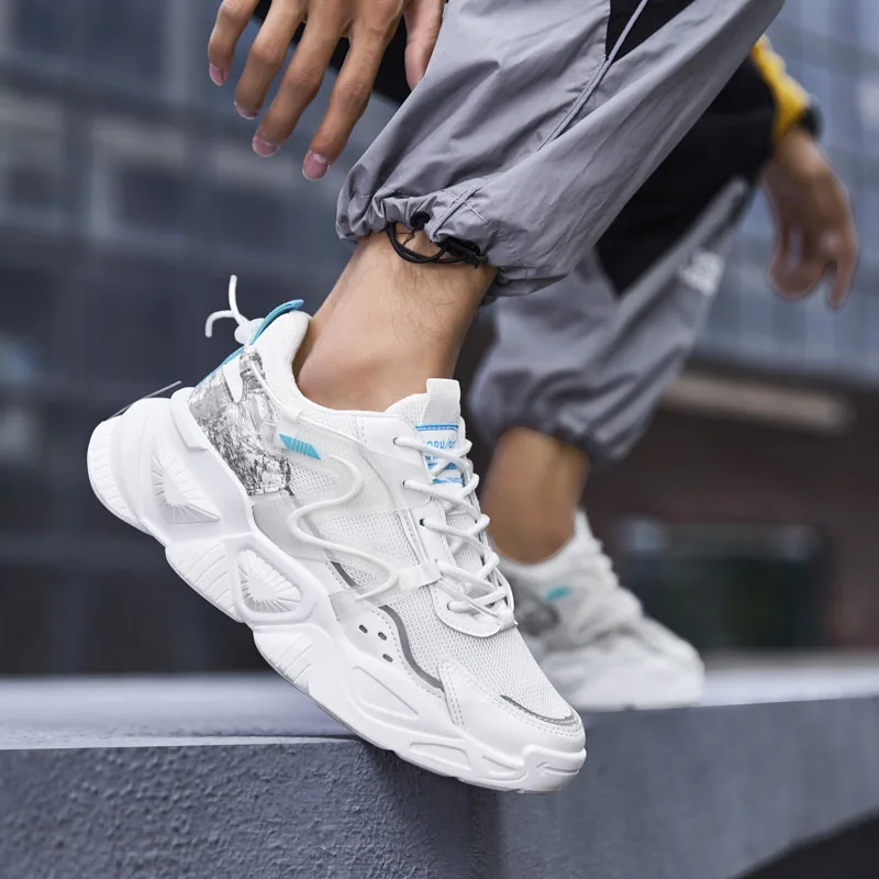 Abhoth Men's Trendy Sneakers Breathable Mesh Running Shoes Height Increasing Cushioning Running Sport Shoes Men's Shoes Light 44