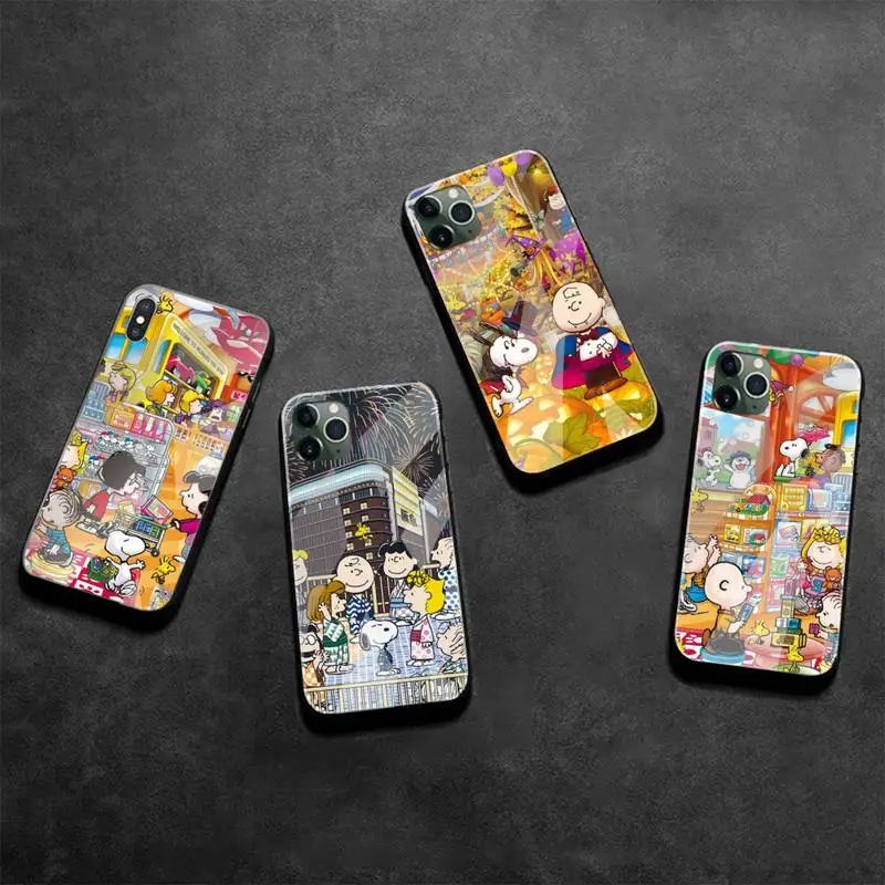 

Cute cartoon dog Charlie brown and snoopy Phone Case Tempered Glass For iPhone 13 12 Mini 11 Pro XR XS MAX 8 X 7 Plus SE 2020