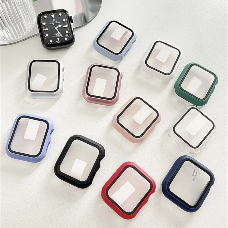Новый матовый чехол для часов Apple Watch 41 мм 45 44 40 42 38 бампер + Защитное стекло экрана