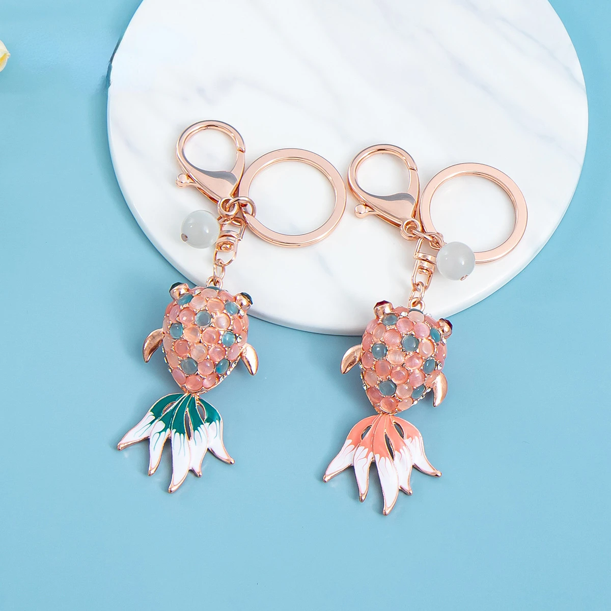 Уникальный Опалиновый Строительный Брелок С Дизайном Золотая Рыбка Модная Милая