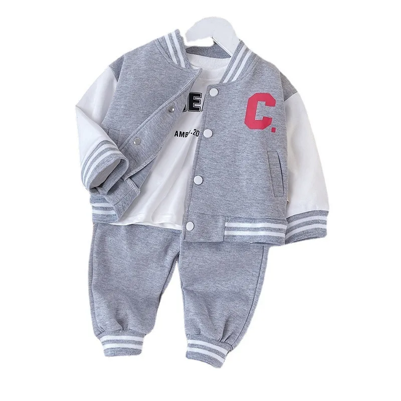 

Новинка, демисезонная одежда для малышей, детская спортивная куртка для мальчиков и девочек, футболка и штаны, 3 шт./компл., повседневный кост...