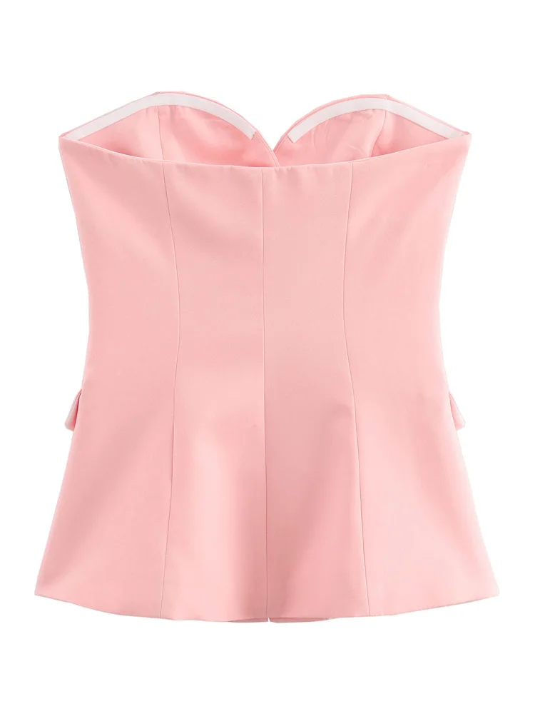 Женский комплект из топа и брюк-бюстье KAOPU ZA на пуговицах с карманами спереди