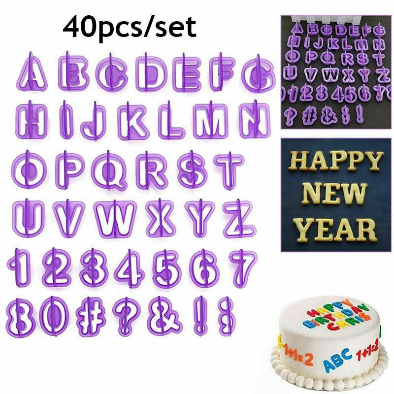 

40pcs Alphabet Cake Molds Cookie Cutter Figure Letter DIY Fondant Mold Number Sugar Cake Mould Baking Decorating Kitchen Tools