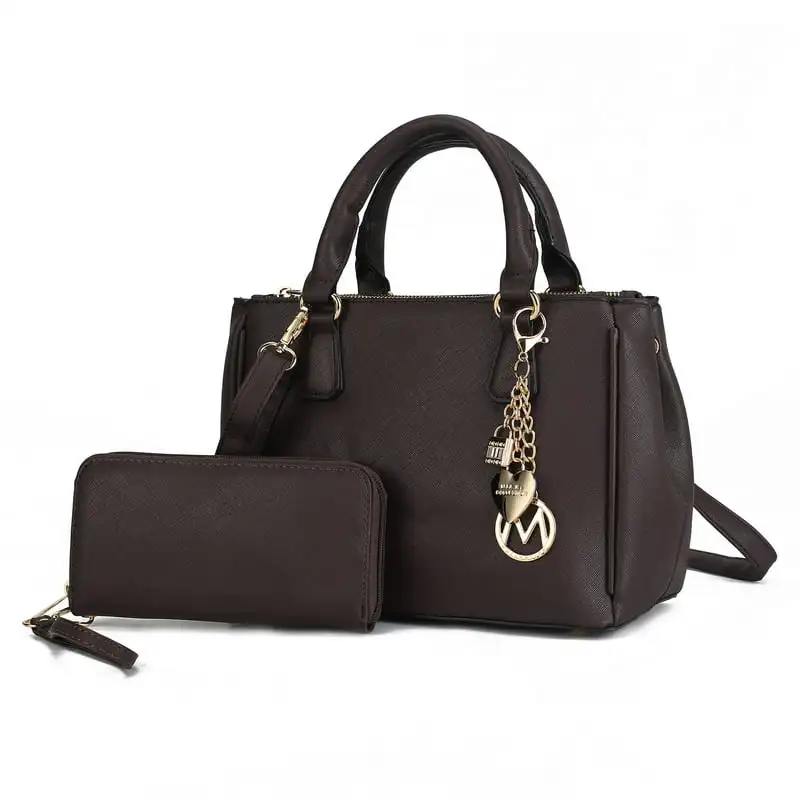 

Women’s Satchel Bag with Wallet, Vegan Leather Purse by Mia K, Coffee Shoes helper