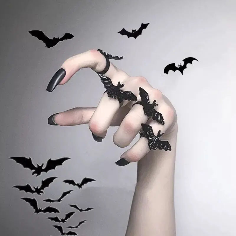 

New Halloween jewelry dark personality gothic bat ring men and women opening adjustable ring jewelry
