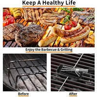 18 bbq cleaning brush stainless steel grill grate cleaner safe wire scrubber 3 in 1 bristles bbq brush triple headed bbq tools
