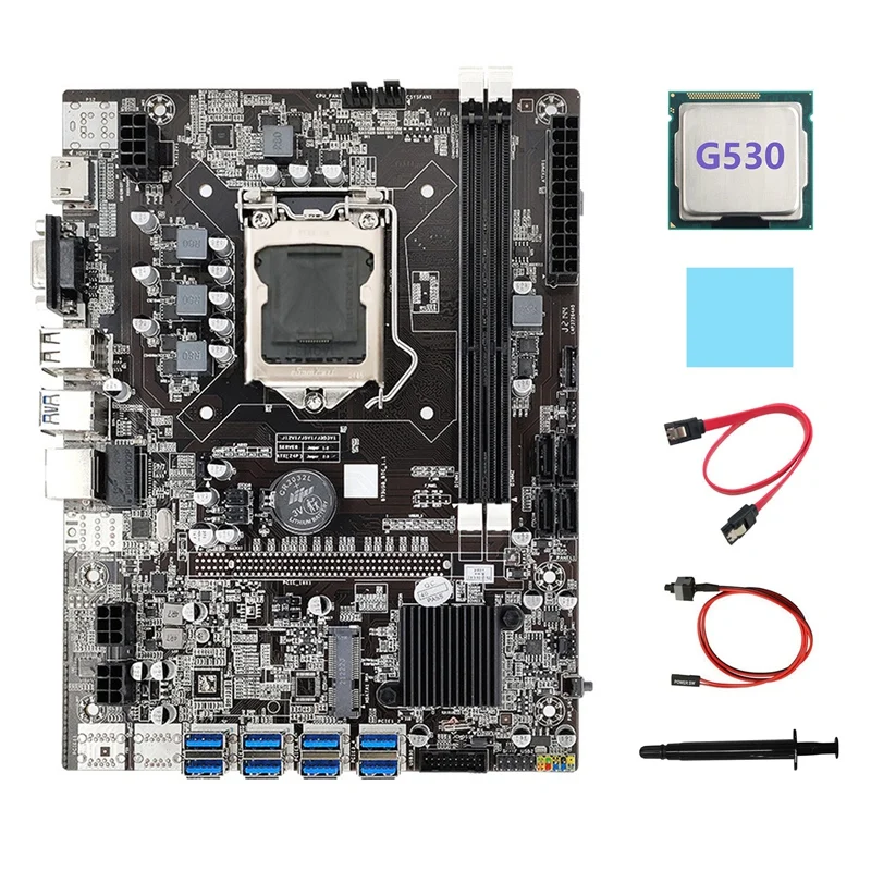 Материнская плата B75 ETH для майнинга с 8XPCIE на USB + процессор G530 термопаста кабель SATA