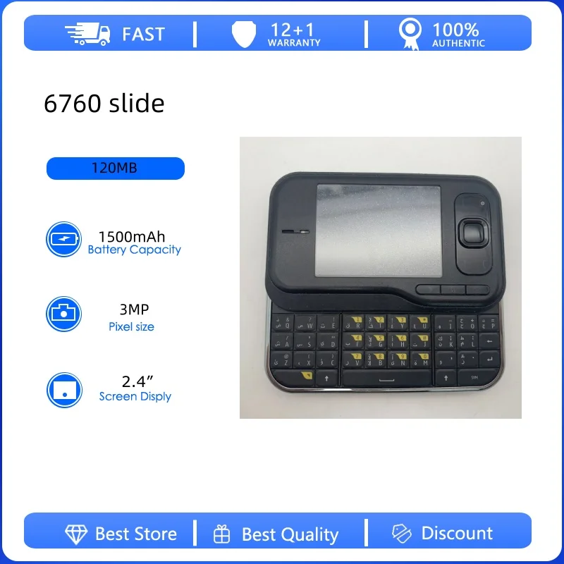 Фото Разблокированный восстановленный оригинальный мобильный телефон Nokia 6760 Slide 3G с одной SIM-картой GSM 900/1800, русской, арабской и ивритской клавиатурой, произведено в Финляндии №1