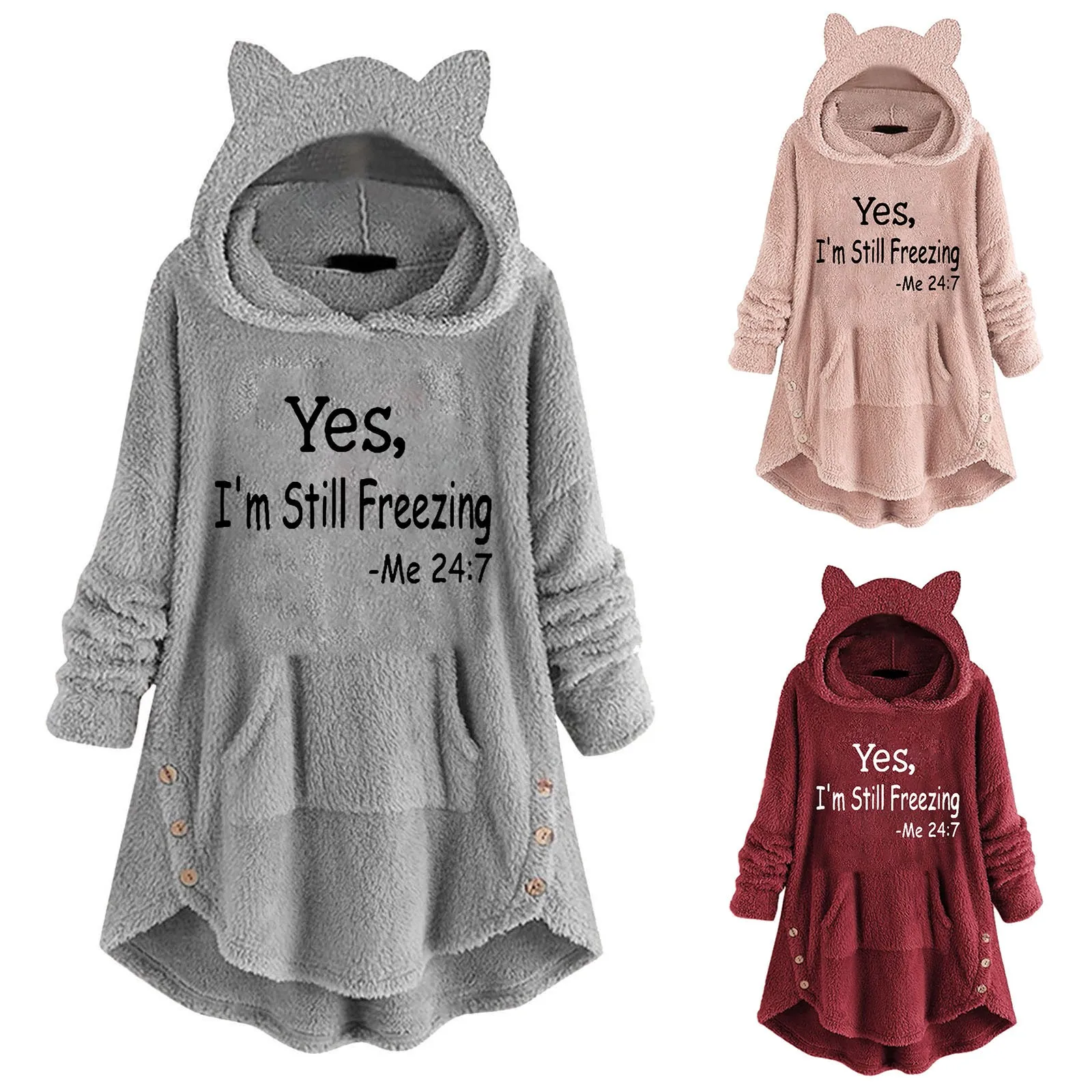 

Женские длинные свитера, леггинсы, Женский флисовый топ с капюшоном и длинным рукавом, холодная французская толстовка, женские тонкие худи, ...