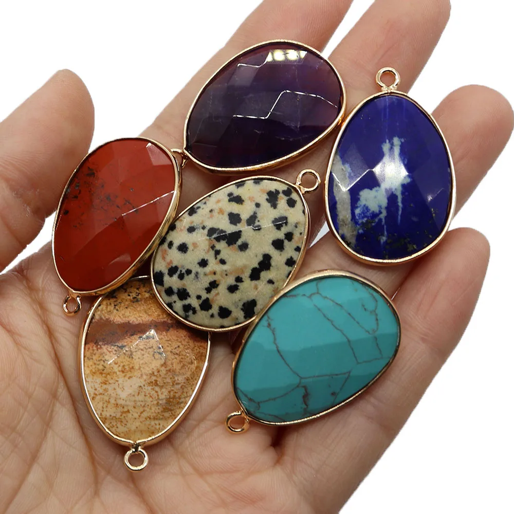 

Exquisite Natural Stone Egg Shape Agate Pendant 22x34mm Crystal Faceted Charm Jewelry Maker DIY Necklace Earring Accessories