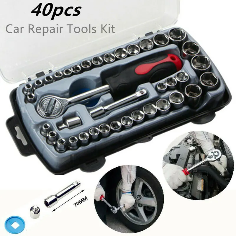 

40pcs 3/8 Impact Socket Set 3/8 Ratchet Handle Wrench For Car Automotive Repair Tool Mechanical Workshop Tools Hand Tools Set