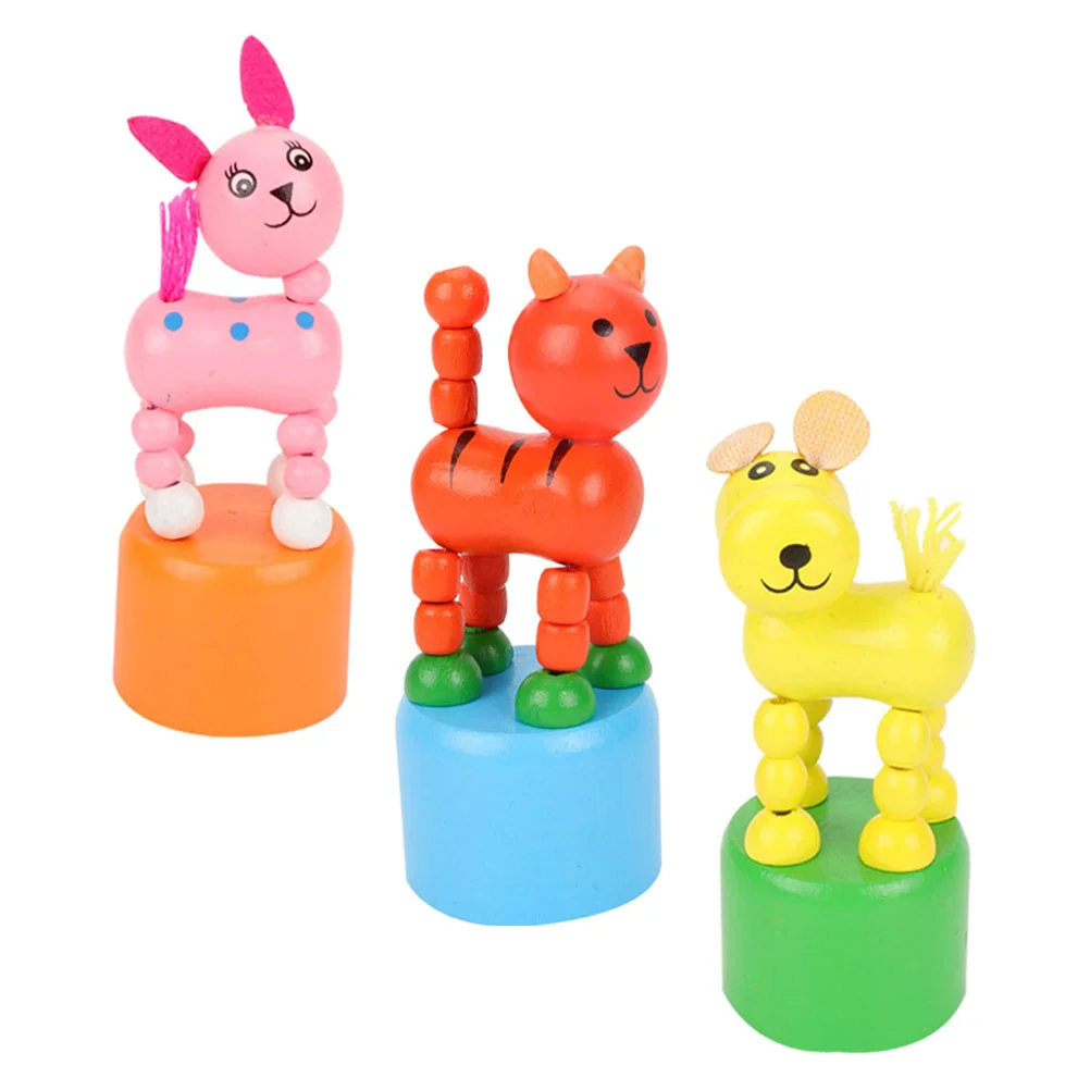 

Animal Toy Wooden Puppet Puppets Finger Thumb Pushwood Toys Kids Dancing Rocking Base Pressplaything Figurine Figures Dog