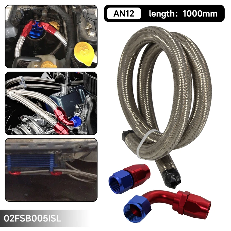 

1 м 3 фута AN12 нержавеющая нейлоновая стальная оплетка топливная линия возвратный шланг для подачи масла + 90 градусов и 0 градусов поворотные фитинги для жидкости
